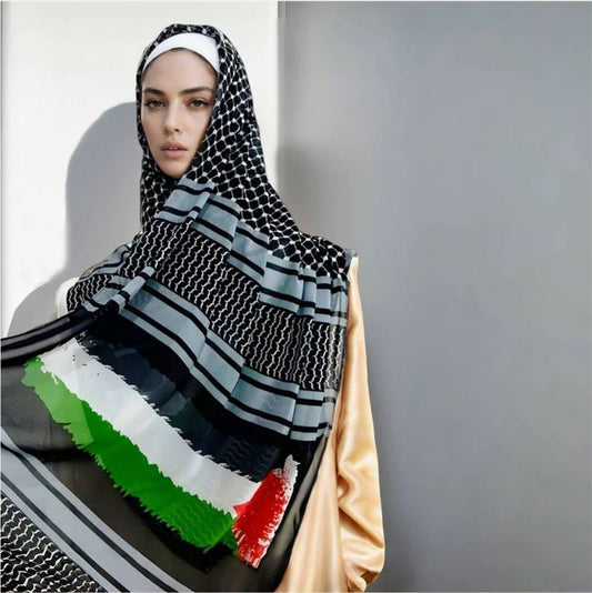 palestinian-keffiyeh-chiffon-scarf-worn-style